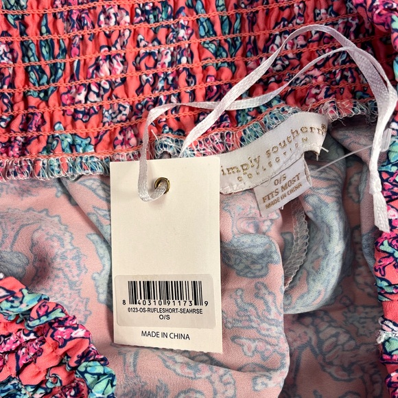 NWT Simply Southern Seahorse Pink Ruffle Short adjustable drawstring waist OS - Picture 3 of 5